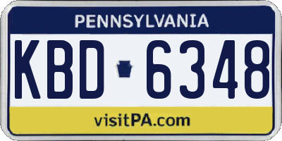 PA license plate KBD6348