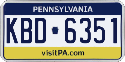 PA license plate KBD6351