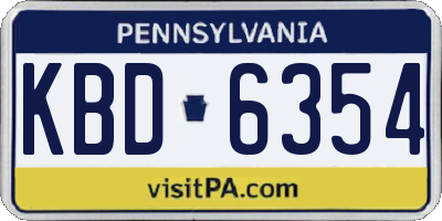 PA license plate KBD6354