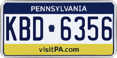 PA license plate KBD6356