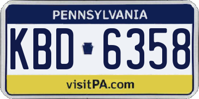 PA license plate KBD6358