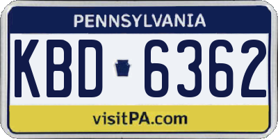 PA license plate KBD6362
