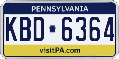 PA license plate KBD6364