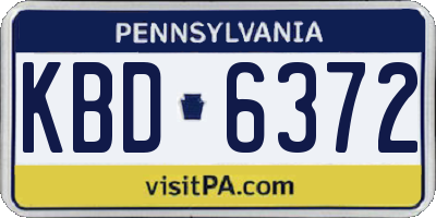 PA license plate KBD6372