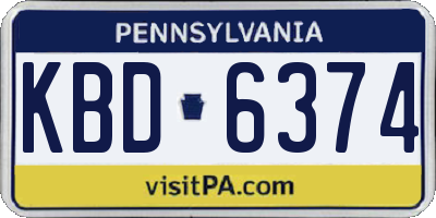 PA license plate KBD6374