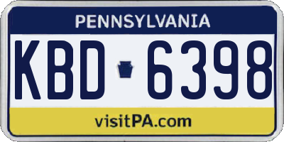 PA license plate KBD6398