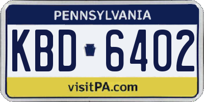 PA license plate KBD6402