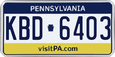 PA license plate KBD6403