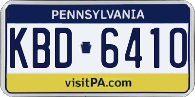 PA license plate KBD6410