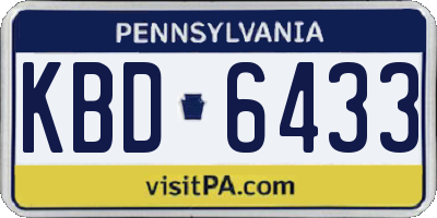 PA license plate KBD6433