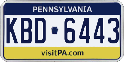 PA license plate KBD6443