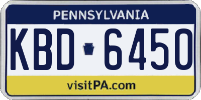 PA license plate KBD6450