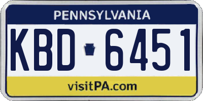PA license plate KBD6451