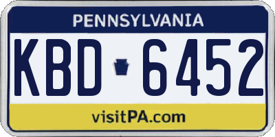 PA license plate KBD6452