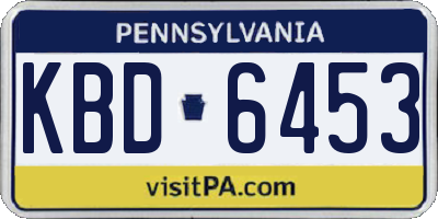 PA license plate KBD6453