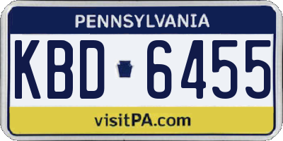 PA license plate KBD6455