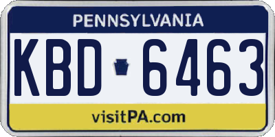 PA license plate KBD6463