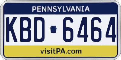 PA license plate KBD6464