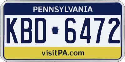 PA license plate KBD6472