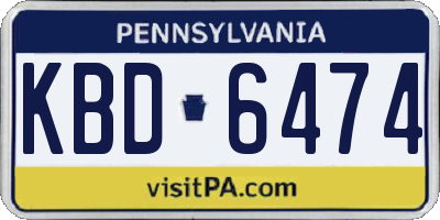 PA license plate KBD6474