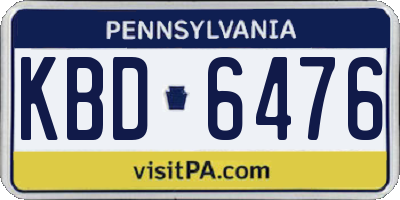 PA license plate KBD6476