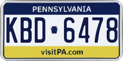PA license plate KBD6478