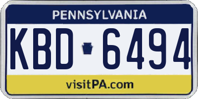PA license plate KBD6494