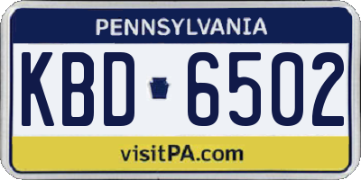 PA license plate KBD6502