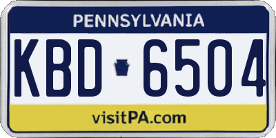 PA license plate KBD6504