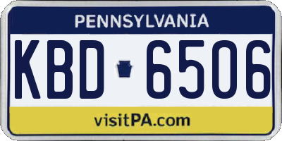 PA license plate KBD6506