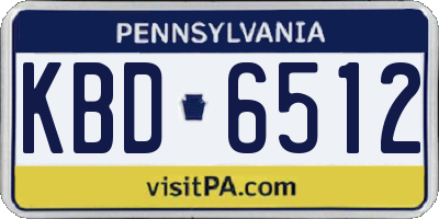 PA license plate KBD6512