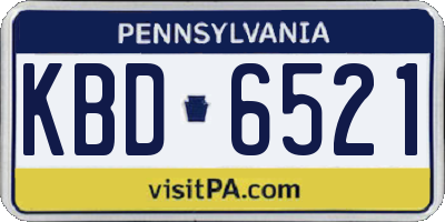 PA license plate KBD6521