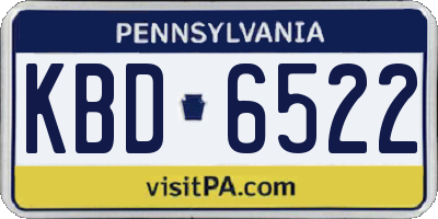 PA license plate KBD6522