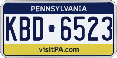 PA license plate KBD6523