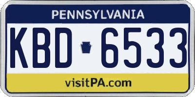 PA license plate KBD6533