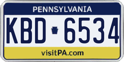 PA license plate KBD6534