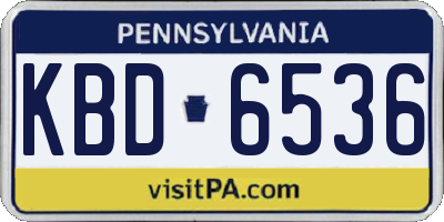 PA license plate KBD6536