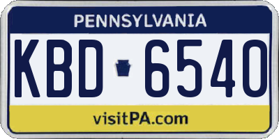 PA license plate KBD6540