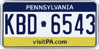 PA license plate KBD6543