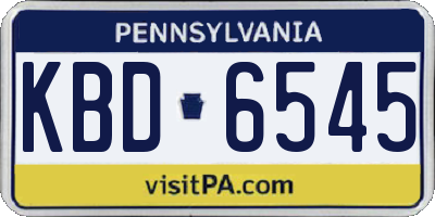 PA license plate KBD6545
