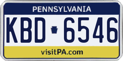 PA license plate KBD6546