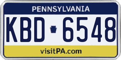 PA license plate KBD6548