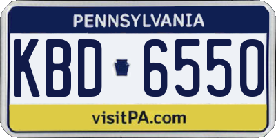 PA license plate KBD6550