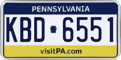 PA license plate KBD6551