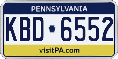 PA license plate KBD6552
