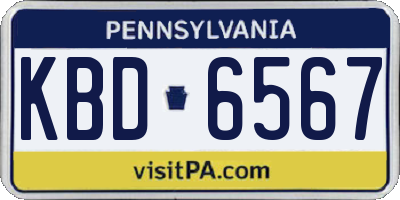 PA license plate KBD6567