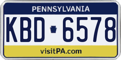 PA license plate KBD6578