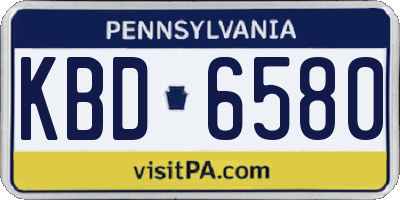 PA license plate KBD6580