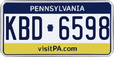 PA license plate KBD6598