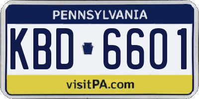 PA license plate KBD6601